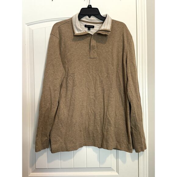 Banana Republic Khaki/Tan Long Sleeve Pullover with 1/4 Zip Size XL - Picture 1 of 12